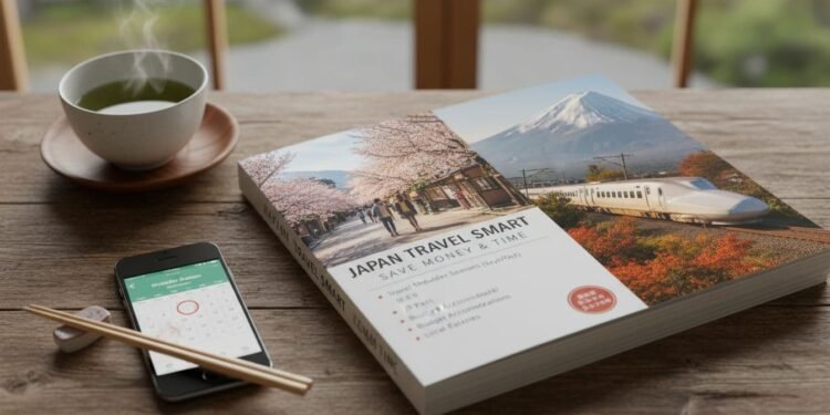Showcasing practical tips for budget-friendly and efficient travel in Japan, featuring scenic landmarks and savvy traveler advice.